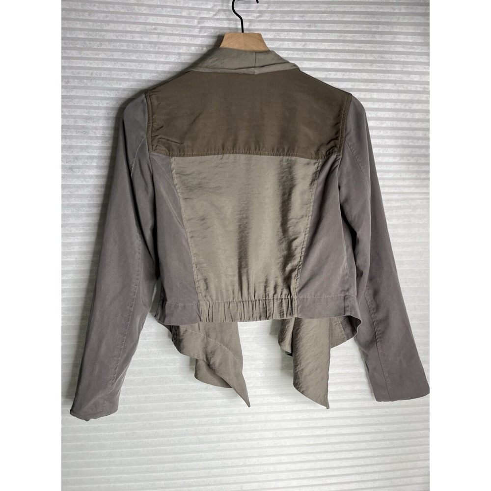 ALL SAINTS Kwar cropped long sleeve jacket khaki  block green tan Women Size 2 - Picture 7 of 13